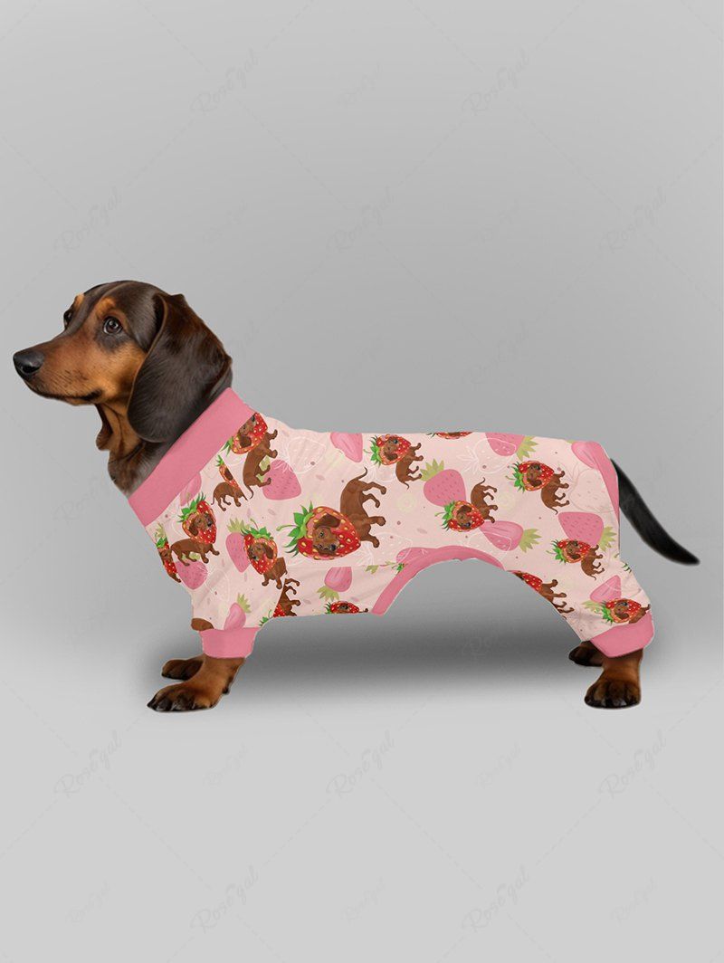 Dog Strawberry Printed Pajama and Pants Dog and Owner Matching Outfits