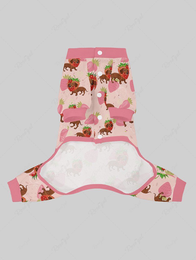 Dog Strawberry Printed Pajama and Pants Dog and Owner Matching Outfits
