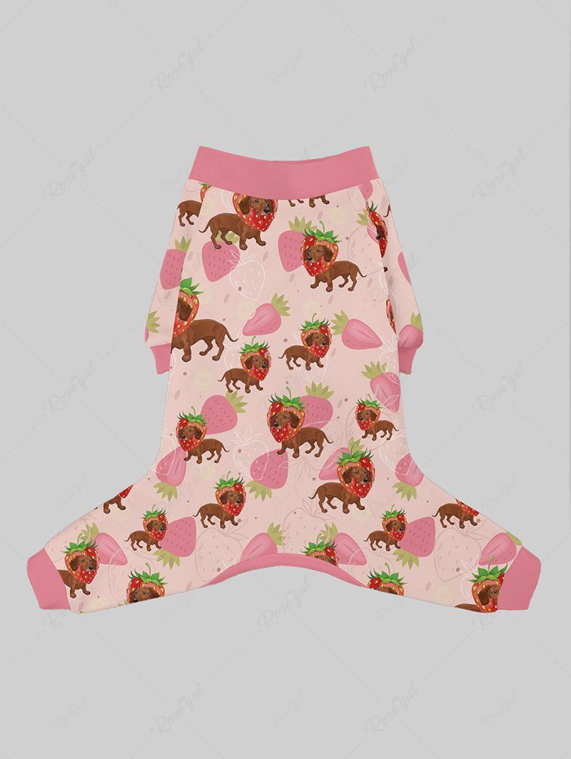 Dog Strawberry Printed Pajama and Pants Dog and Owner Matching Outfits
