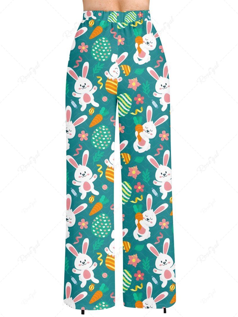 Rabbit Flower Carrot Easter Egg Printed Pajama and Pants Dog and Owner Matching Outfits