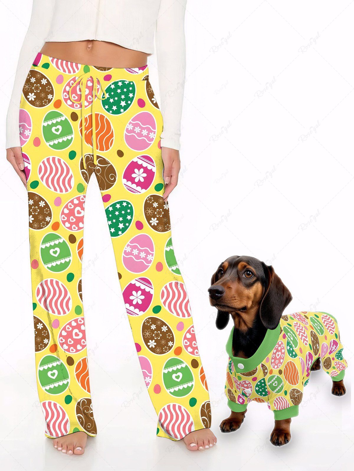 Pyjama et pantalon imprimés œufs de Pâques Tenues assorties pour chien et propriétaire