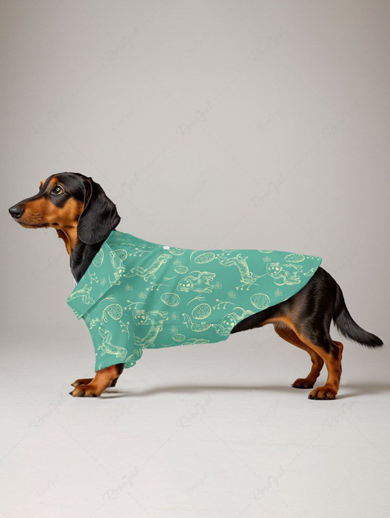 Pet's Dog Easter Egg Printed Button Shirt