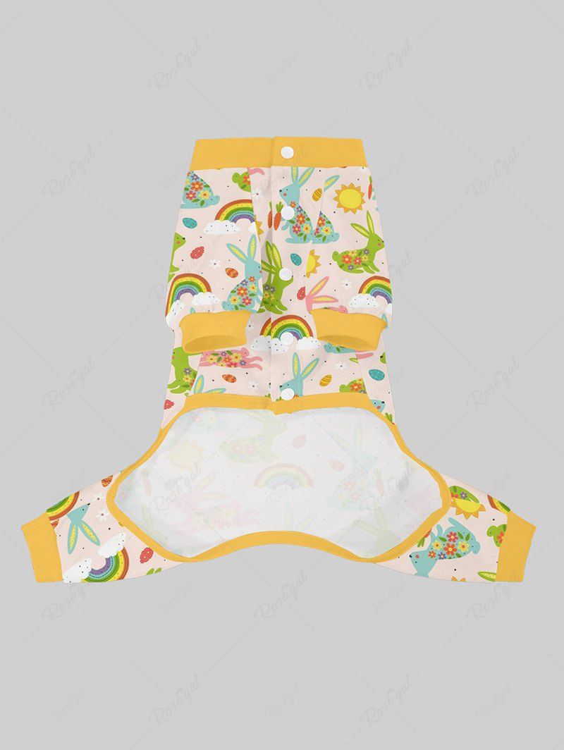 Pet's Easter Rabbit Floral Sun Carrot Rainbow Printed Button Pajama