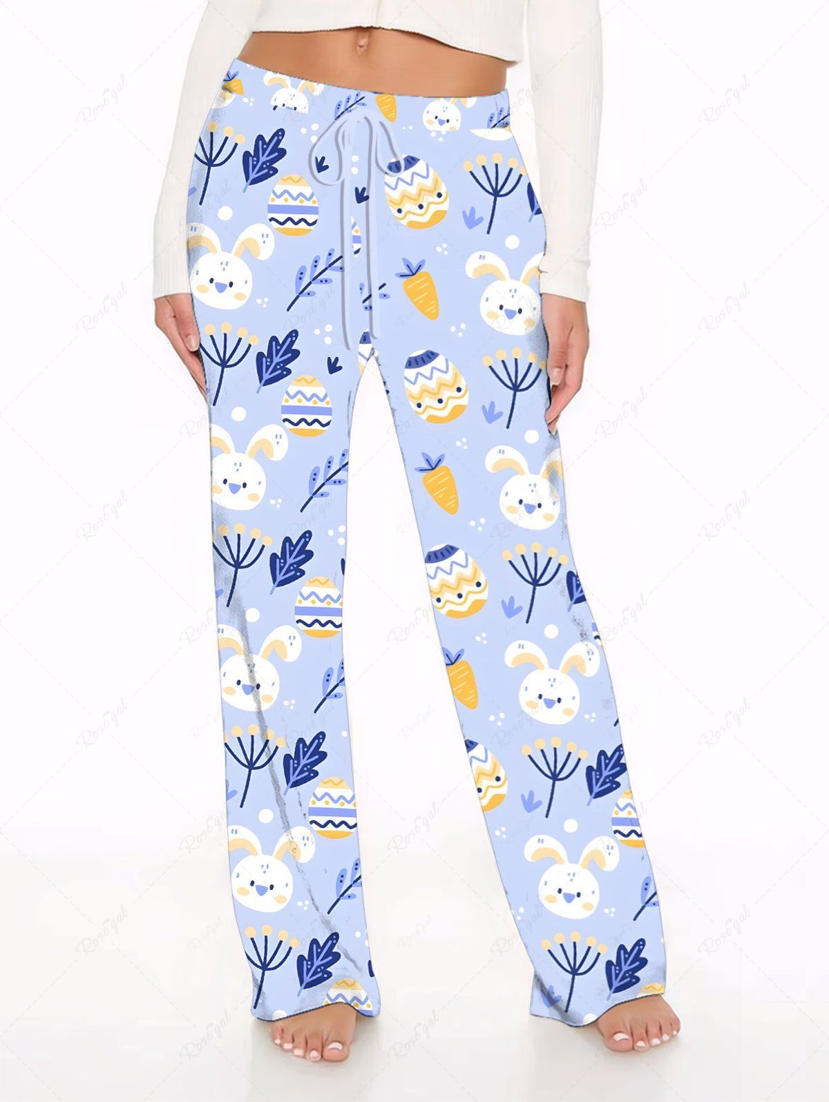 Pyjama et pantalon imprimés œuf de Pâques, lapin, carotte, feuille, tenues assorties pour chien et propriétaire