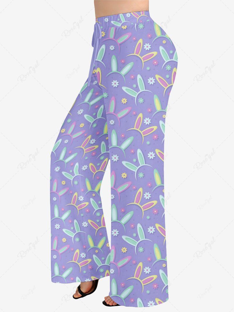 Easter Colorful Rabbit Ear Floral Print Pajama Pants Dog And Owner Matching Outfits