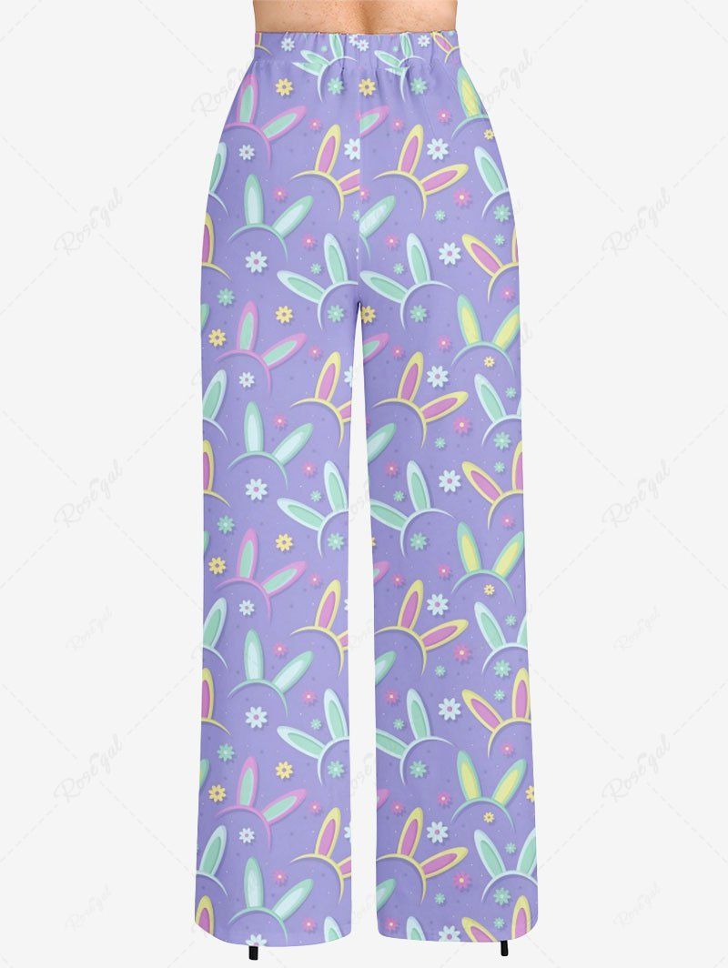 Easter Colorful Rabbit Ear Floral Print Pajama Pants Dog And Owner Matching Outfits