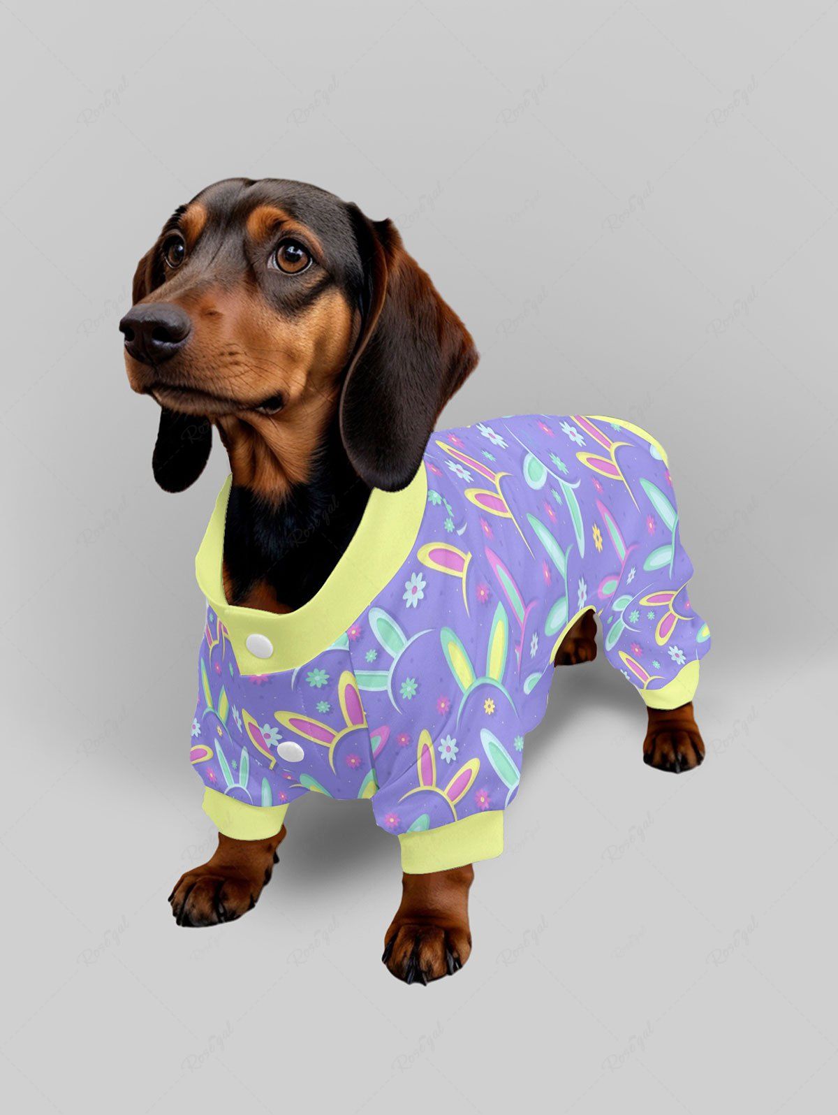Easter Colorful Rabbit Ear Floral Print Pajama Pants Dog And Owner Matching Outfits