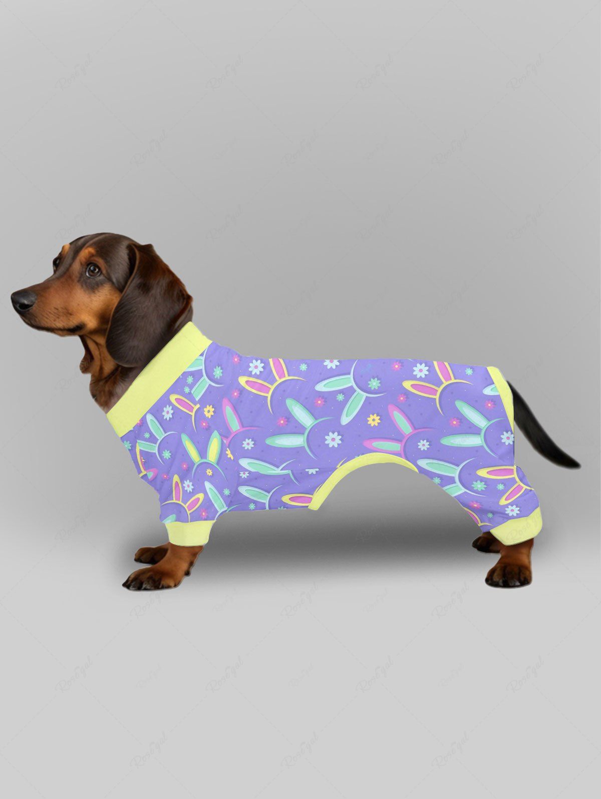 Easter Colorful Rabbit Ear Floral Print Pajama Pants Dog And Owner Matching Outfits