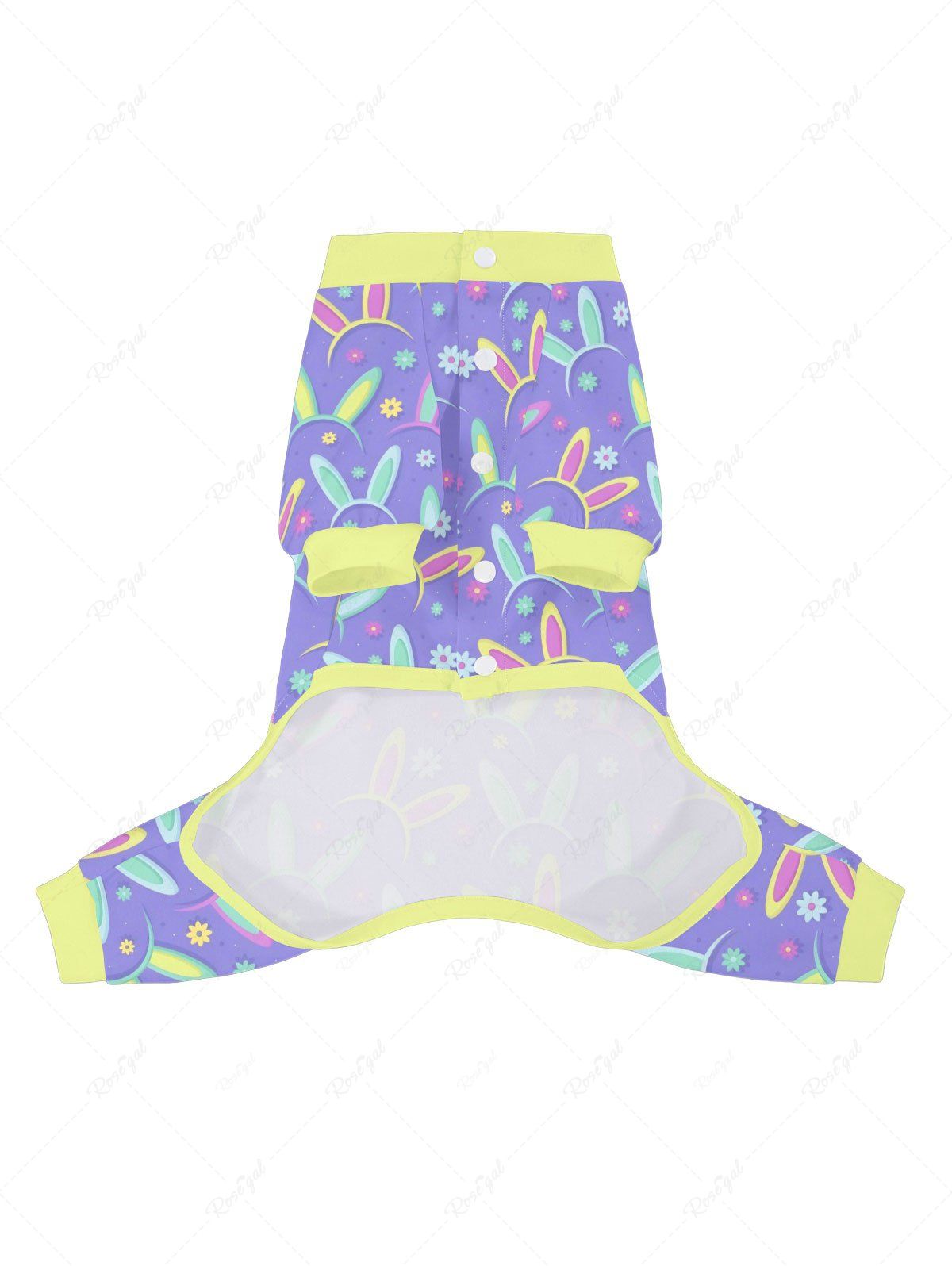 Pet's Easter Colorful Rabbit Ear Floral Printed Button Pajama