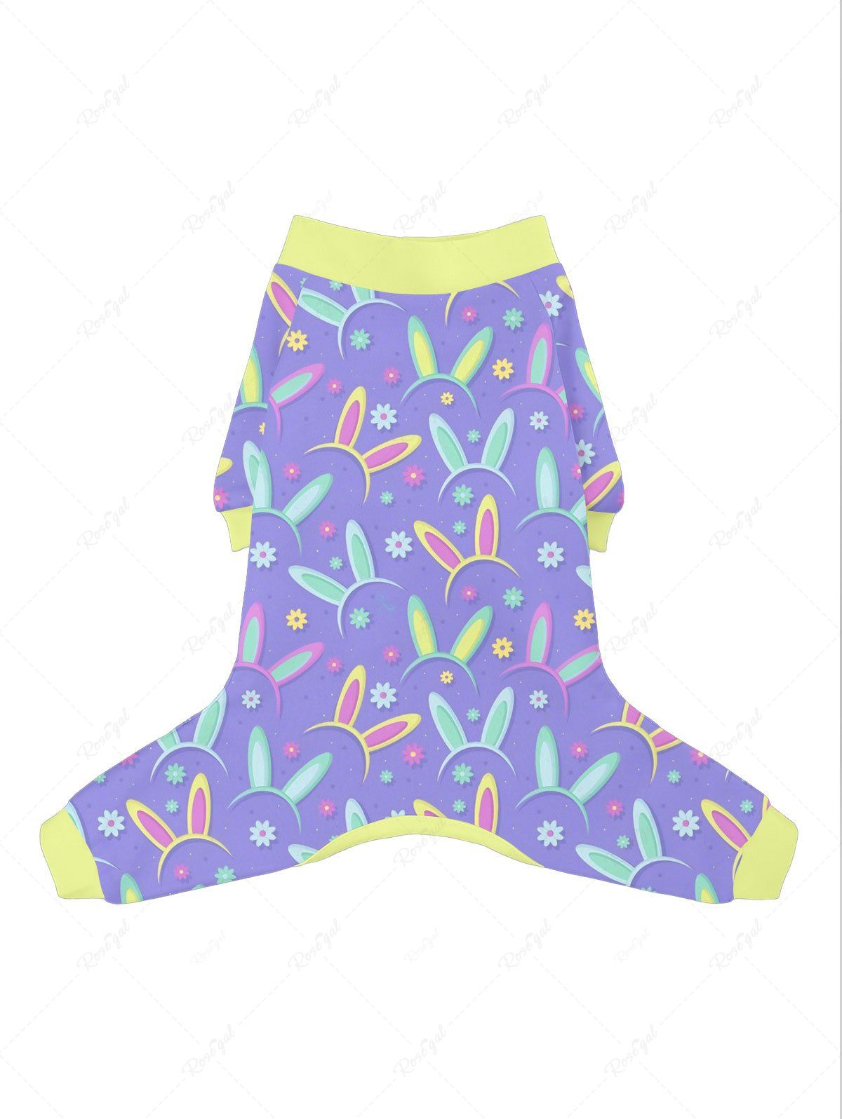 Easter Colorful Rabbit Ear Floral Print Pajama Pants Dog And Owner Matching Outfits