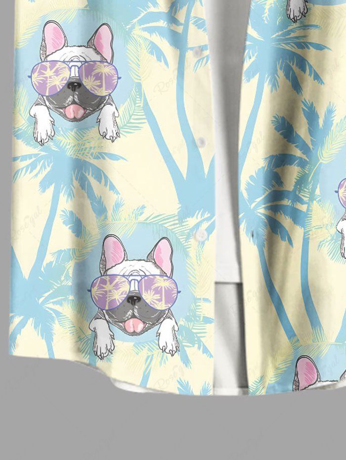 Chemise hawaïenne grande taille avec boutons et poche imprimés de cocotiers pour femmes