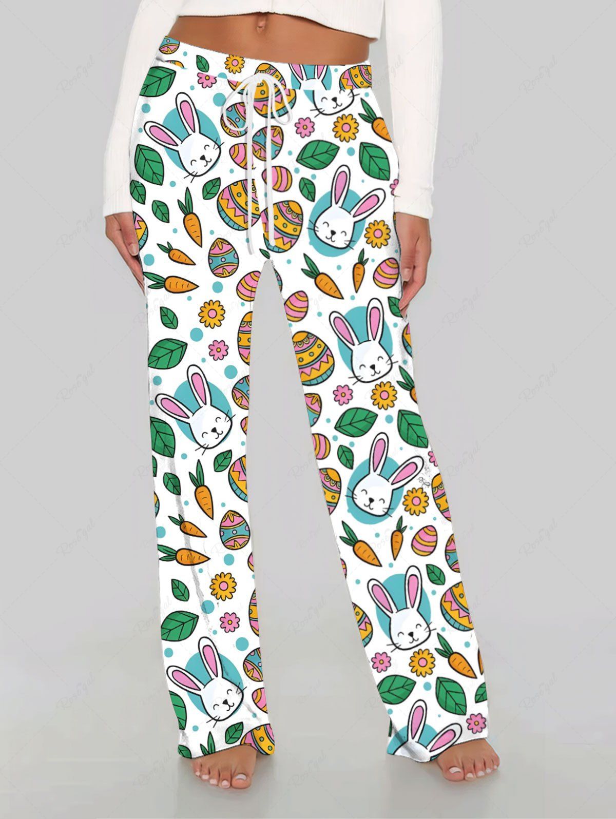 Pyjama imprimé œuf de Pâques, lapin, carotte, fleur, feuille, pantalon, tenues assorties pour chien et propriétaire