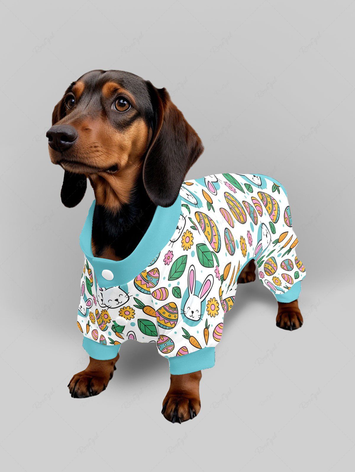 Pyjama imprimé œuf de Pâques, lapin, carotte, fleur, feuille, pantalon, tenues assorties pour chien et propriétaire