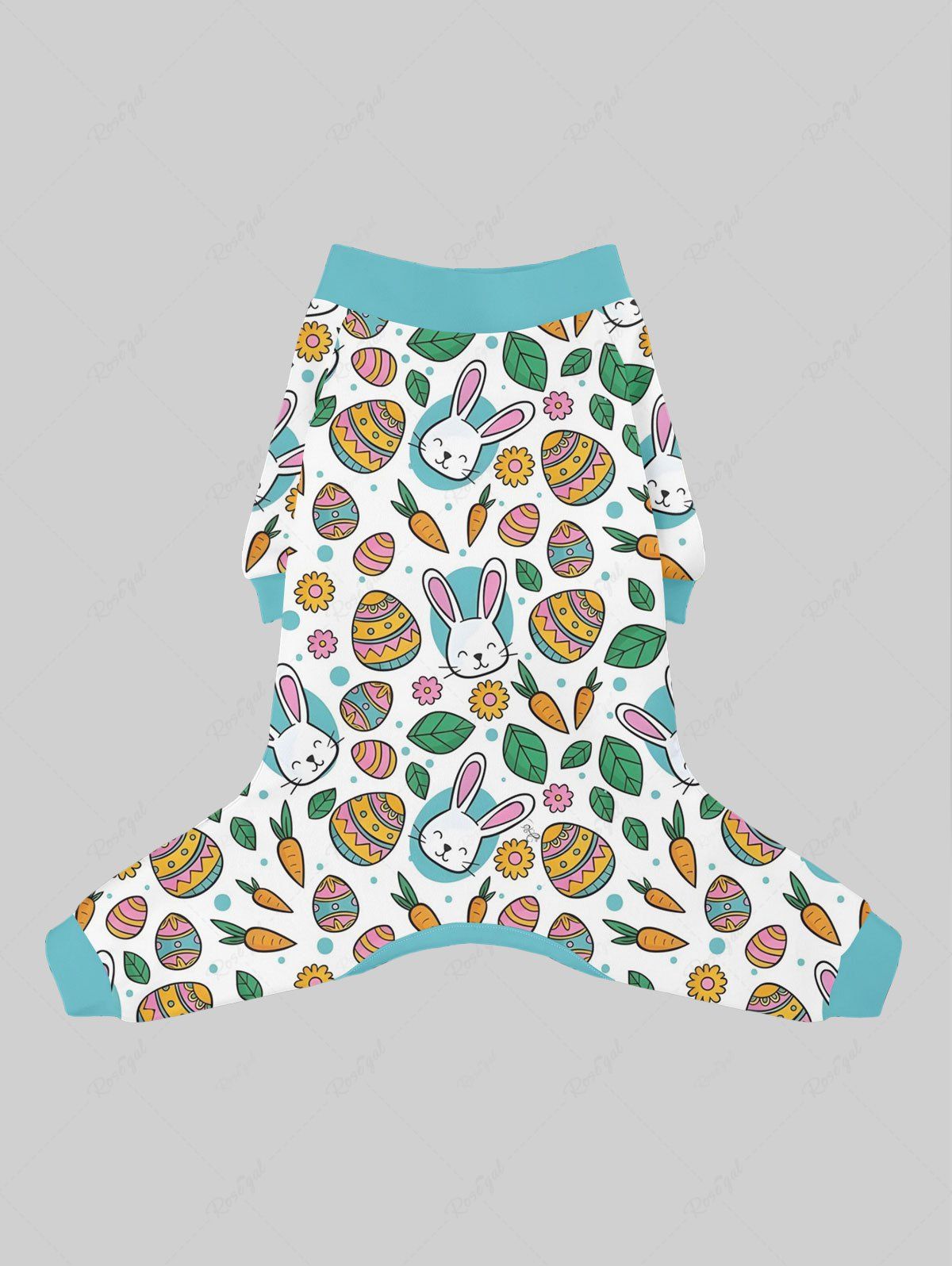 Pyjama imprimé œuf de Pâques, lapin, carotte, fleur, feuille, pantalon, tenues assorties pour chien et propriétaire