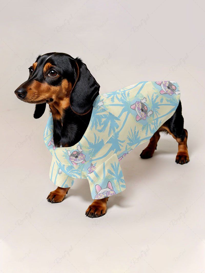 Chemises hawaïennes imprimées de cocotiers pour chiens Tenues assorties pour chien et propriétaire