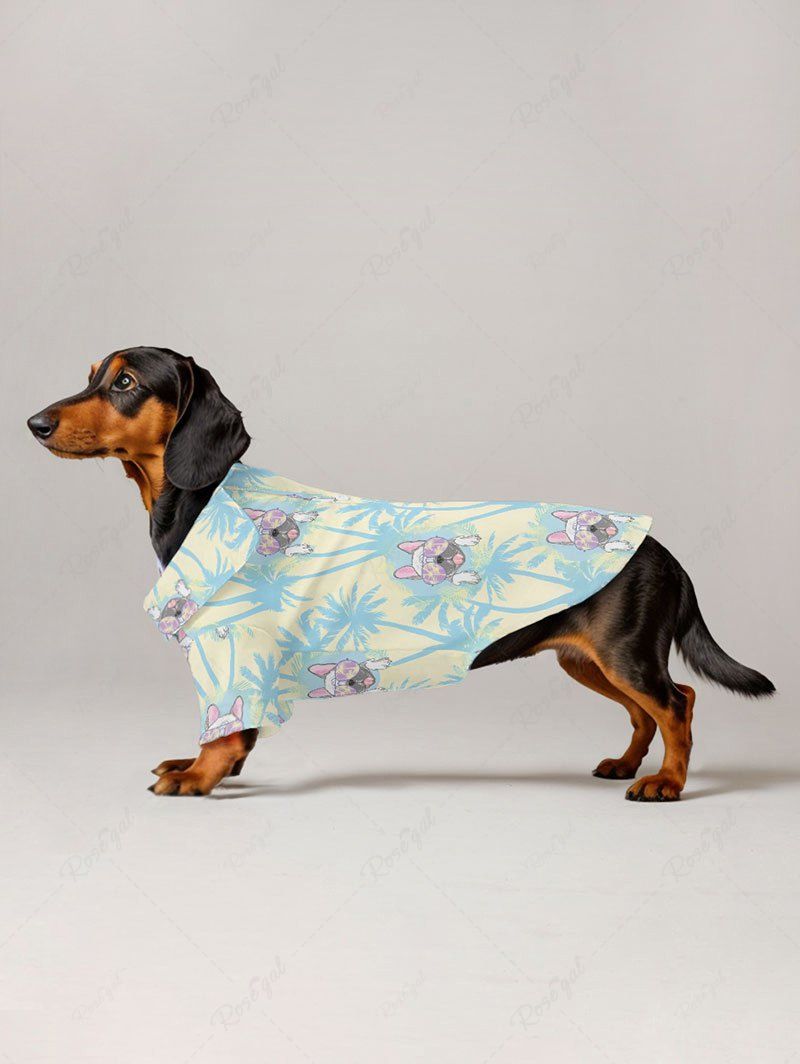 Chemises hawaïennes imprimées de cocotiers pour chiens Tenues assorties pour chien et propriétaire