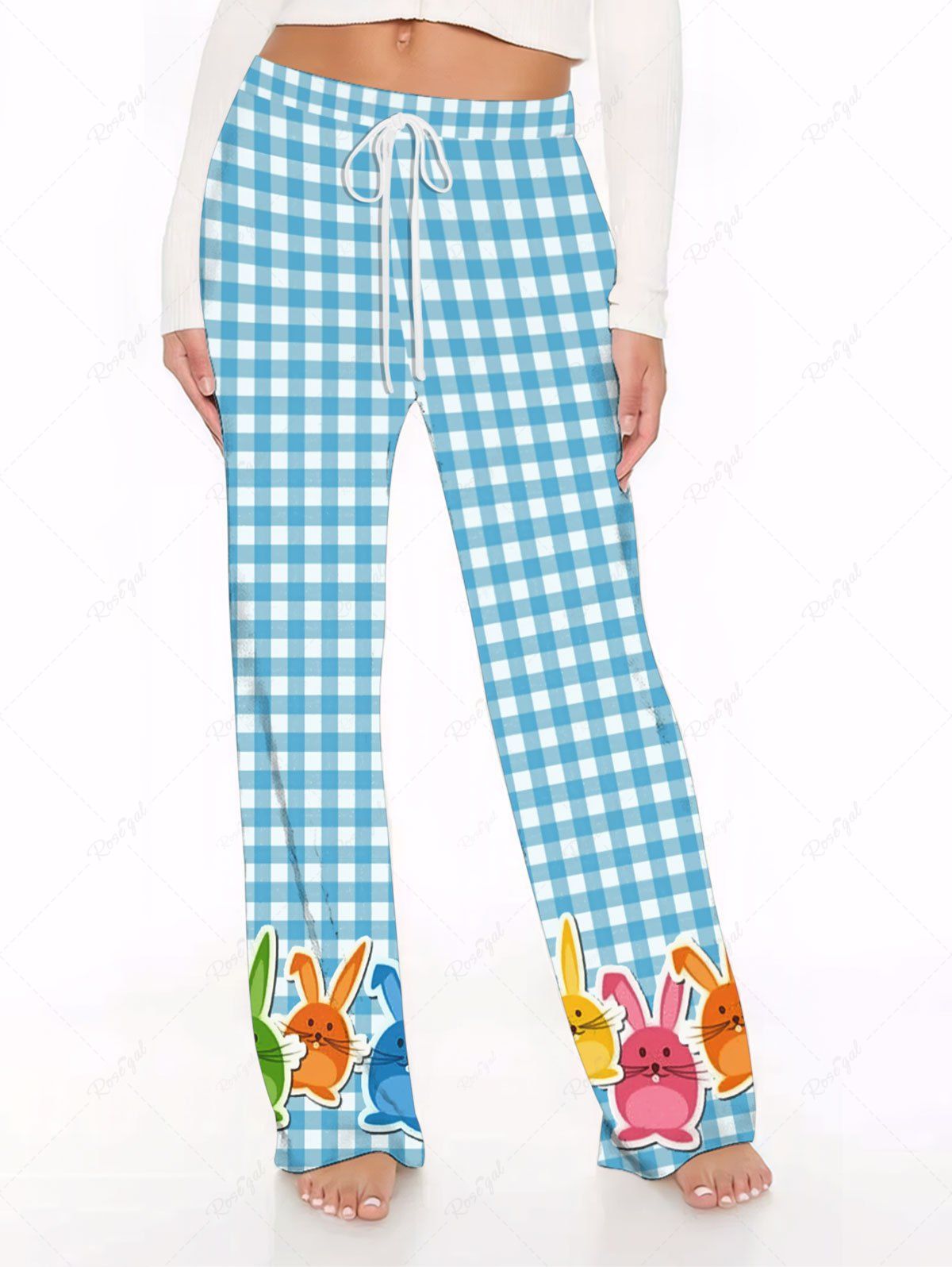 Pyjama imprimé lapin mignon à carreaux de Pâques, tenues assorties pour chien et propriétaire