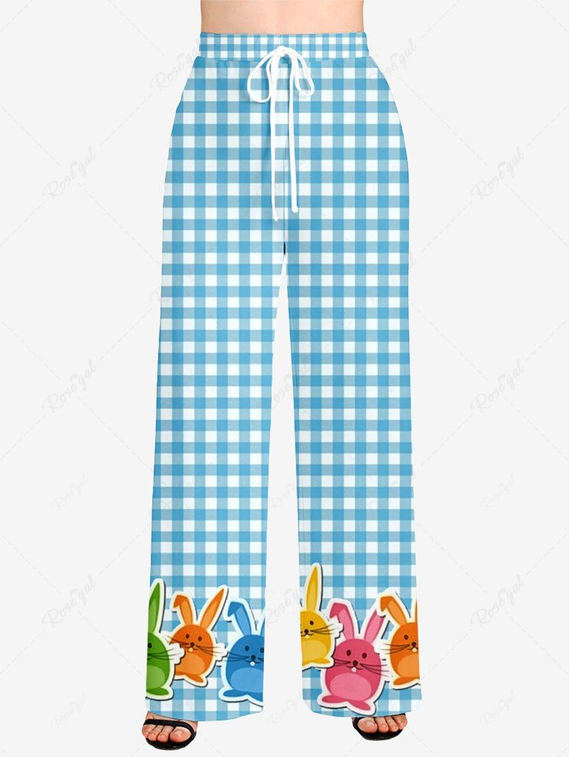 Pyjama imprimé lapin mignon à carreaux de Pâques, tenues assorties pour chien et propriétaire
