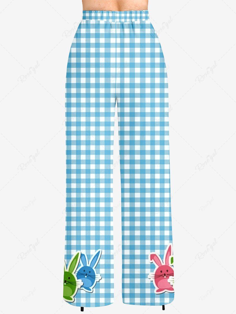 Pyjama imprimé lapin mignon à carreaux de Pâques, tenues assorties pour chien et propriétaire