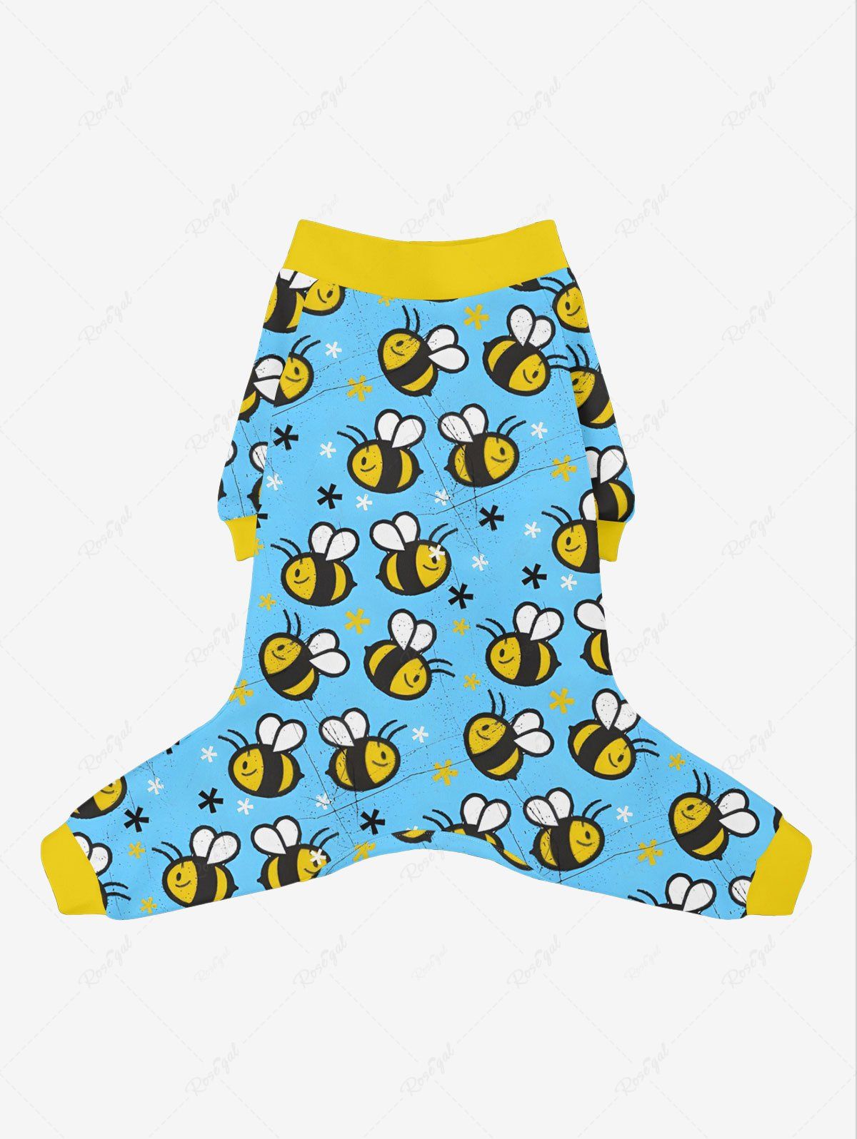 Cute Bee Floral Printed Pajama Pants Dog And Owner Matching Outfits