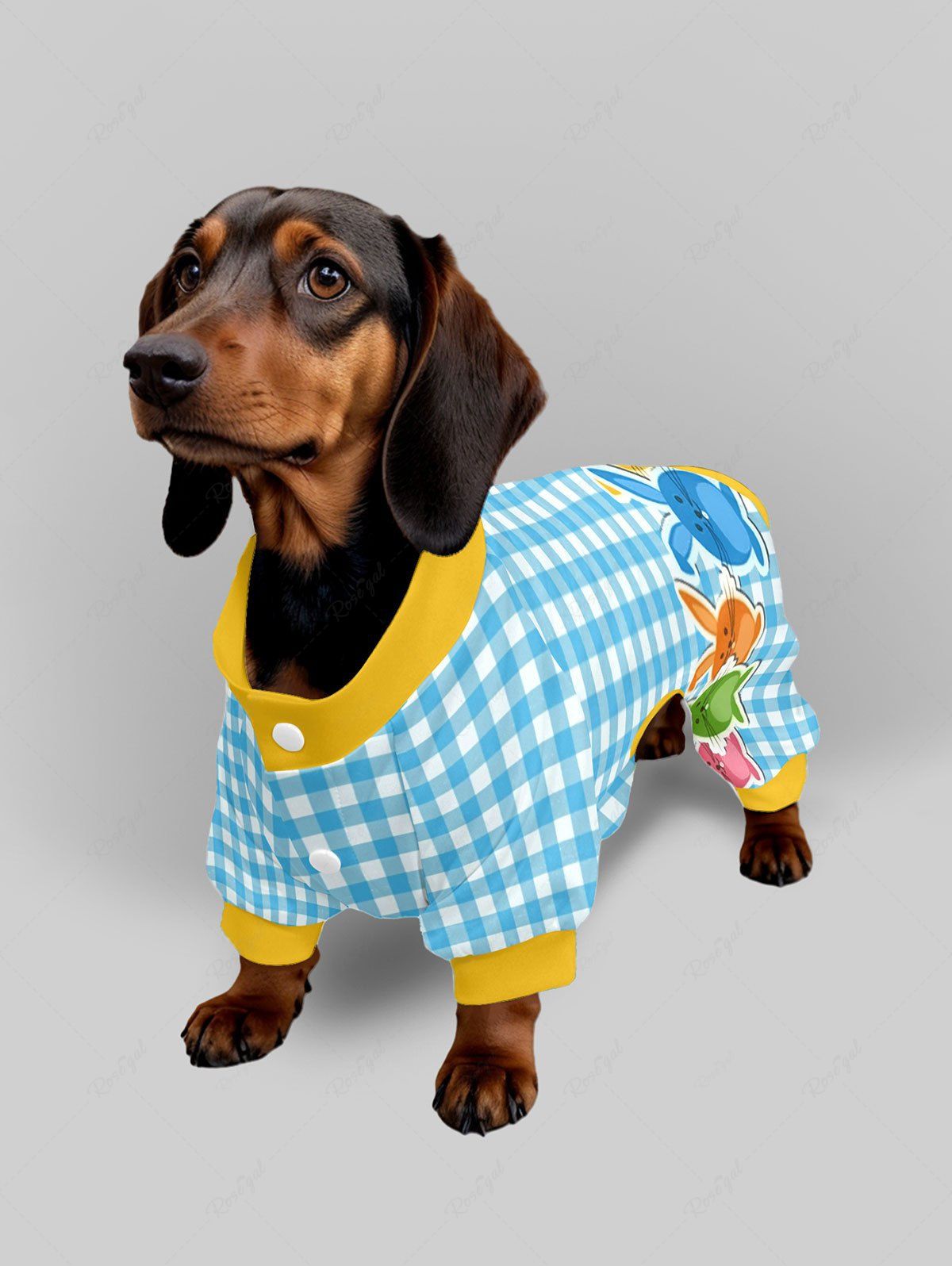 Pyjama imprimé lapin mignon à carreaux de Pâques, tenues assorties pour chien et propriétaire