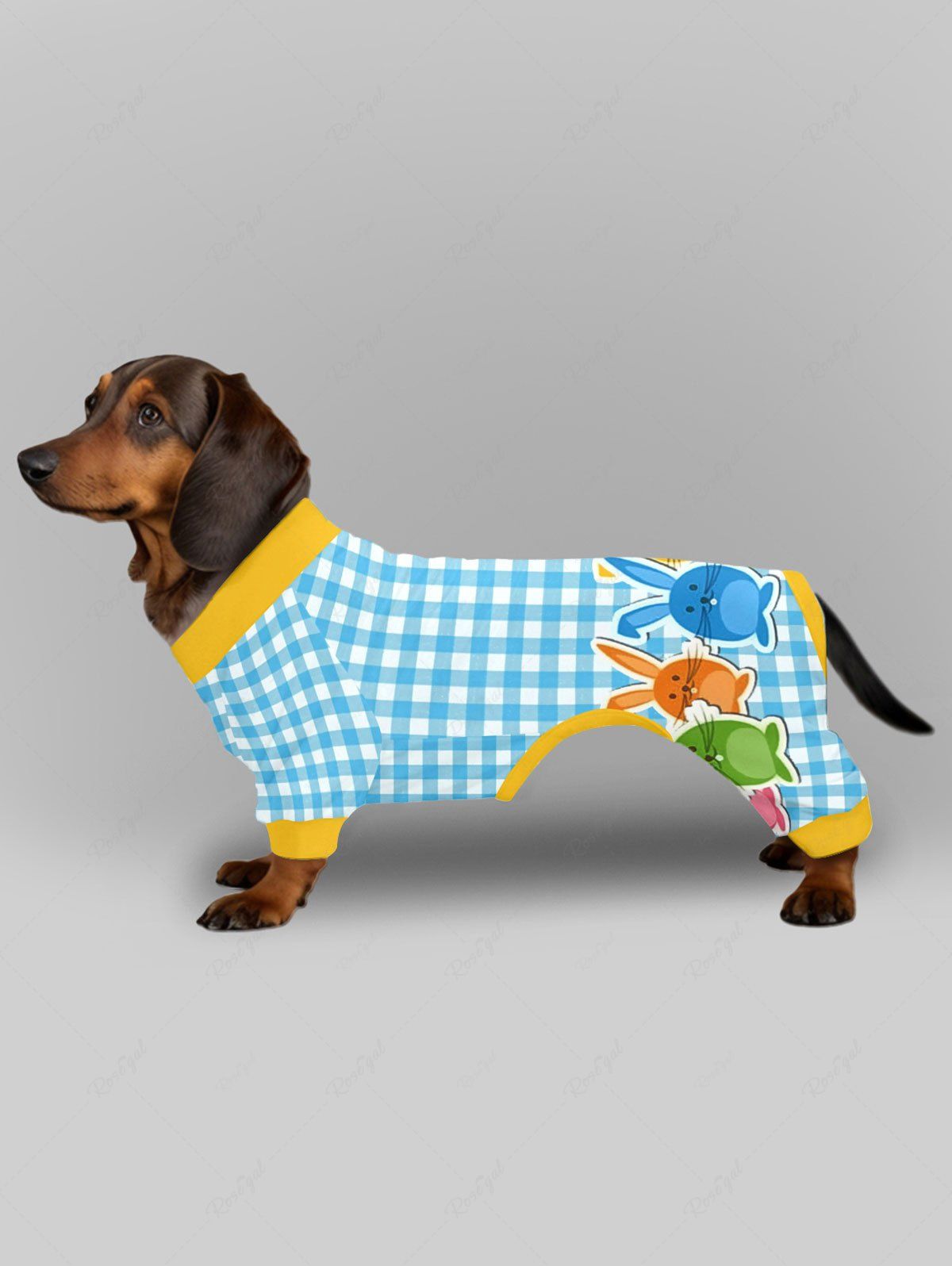 Pyjama imprimé lapin mignon à carreaux de Pâques, tenues assorties pour chien et propriétaire