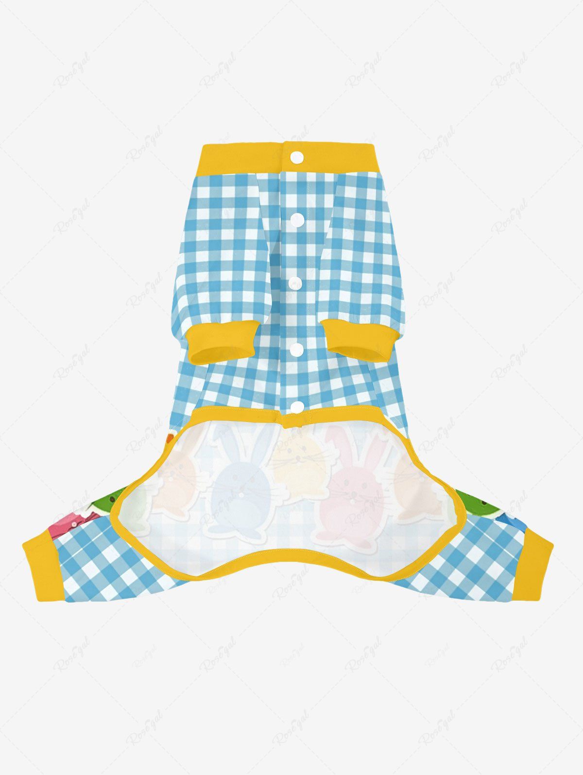 Pet's Easter Plaid Cute Rabbit Printed Button Pajama