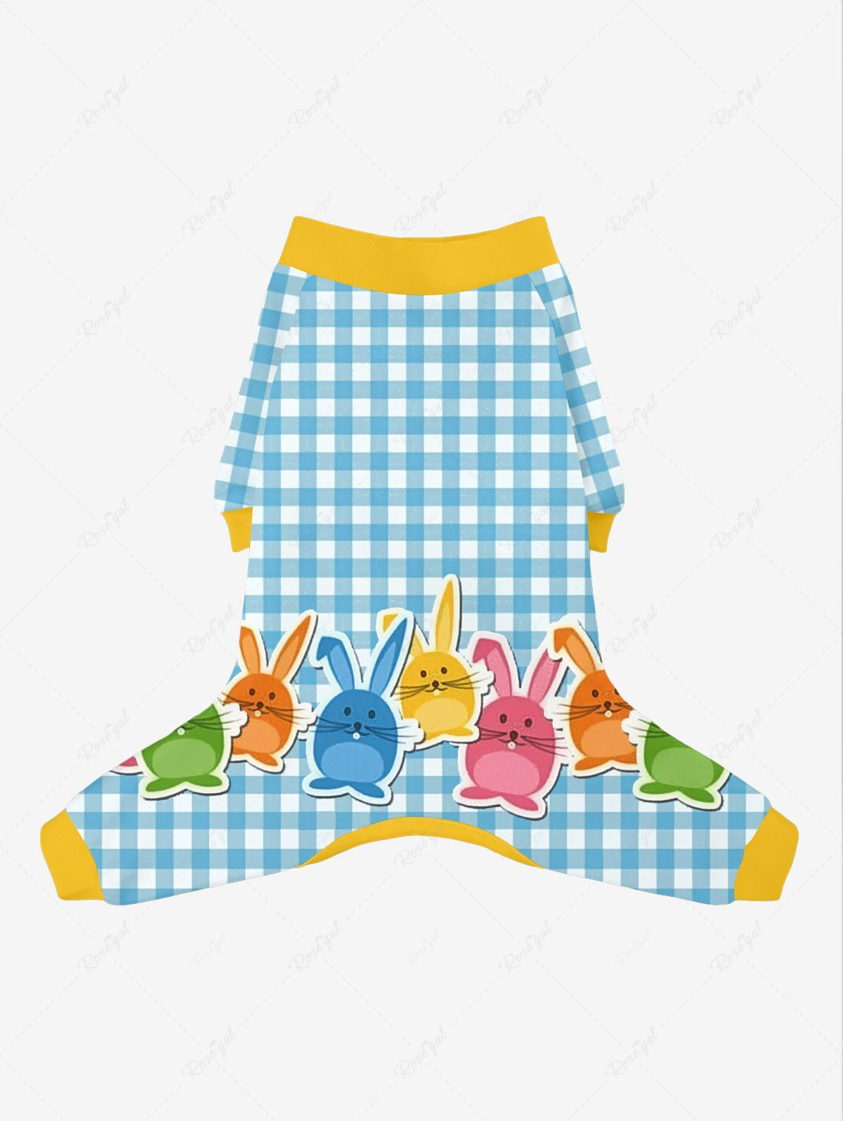 Pyjama imprimé lapin mignon à carreaux de Pâques, tenues assorties pour chien et propriétaire