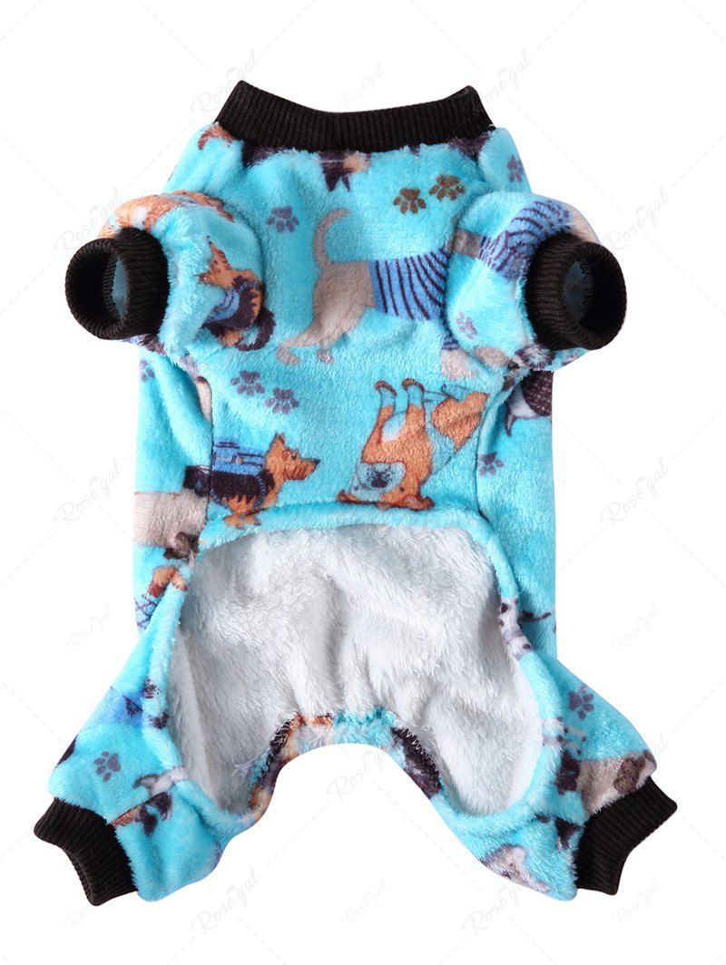 Pet's Dogs Foot Printed Fleece Pajama