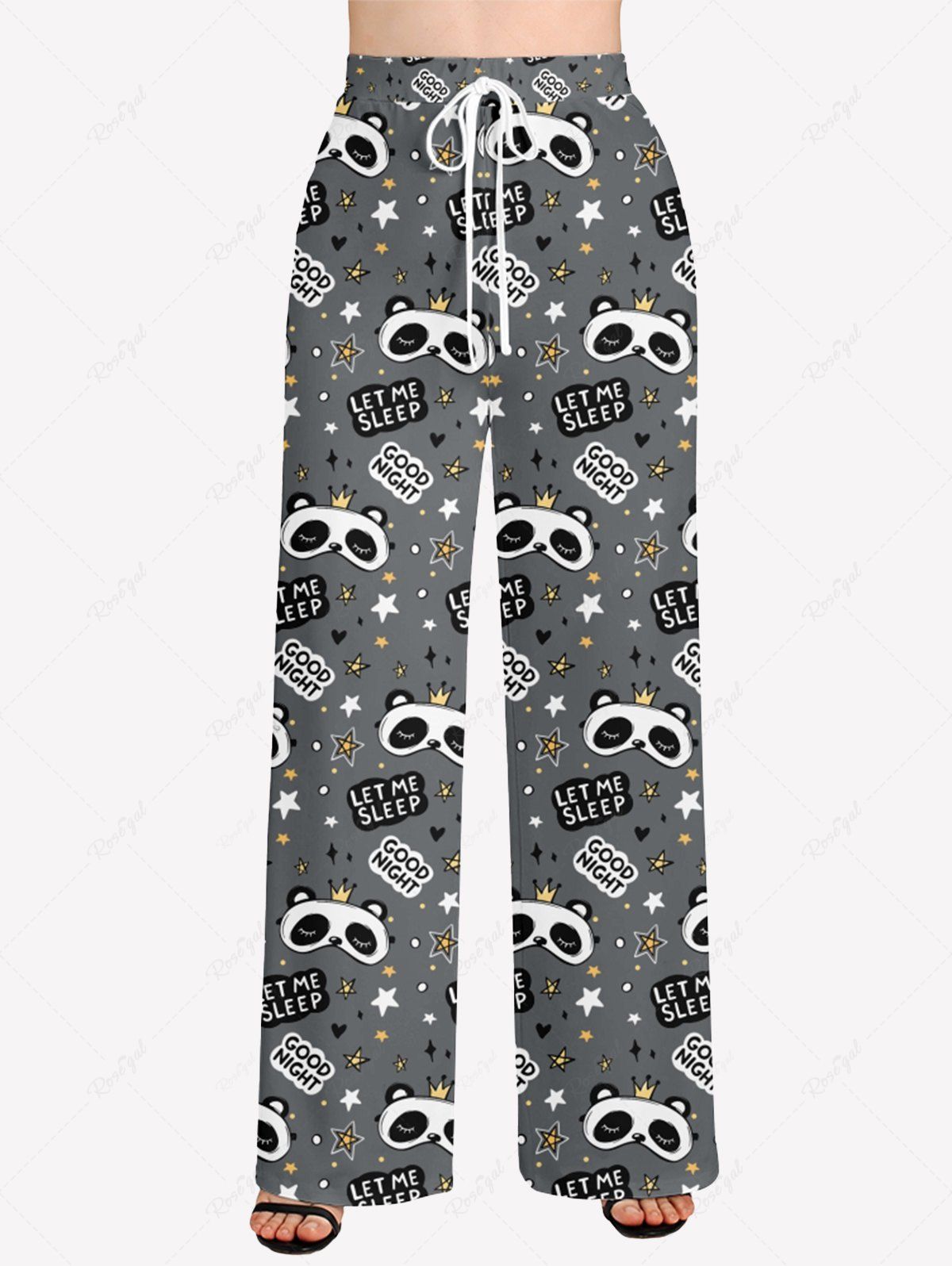 Cute Panda Crown Letter Heart Star Print Pajama Pants Dog And Owner Matching Outfits