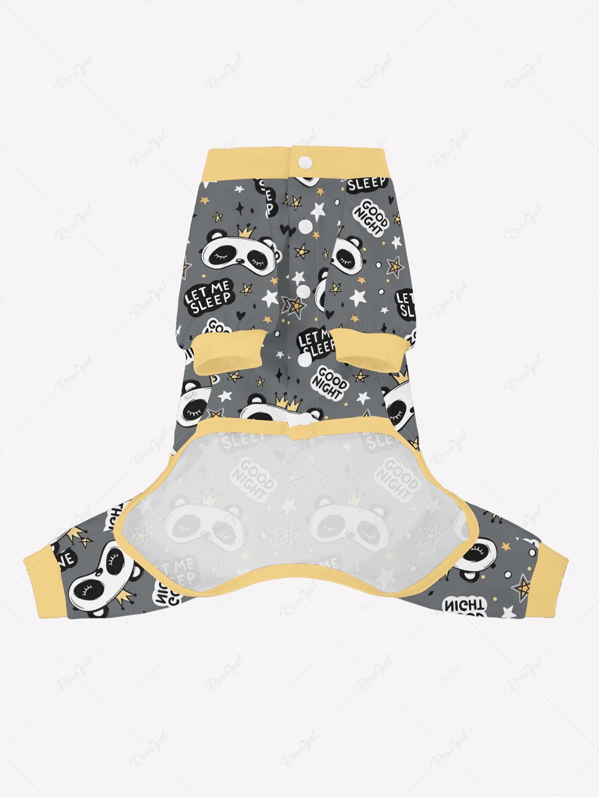 Pet's Cute Panda Crown Letter Heart Star Printed Button Pajama