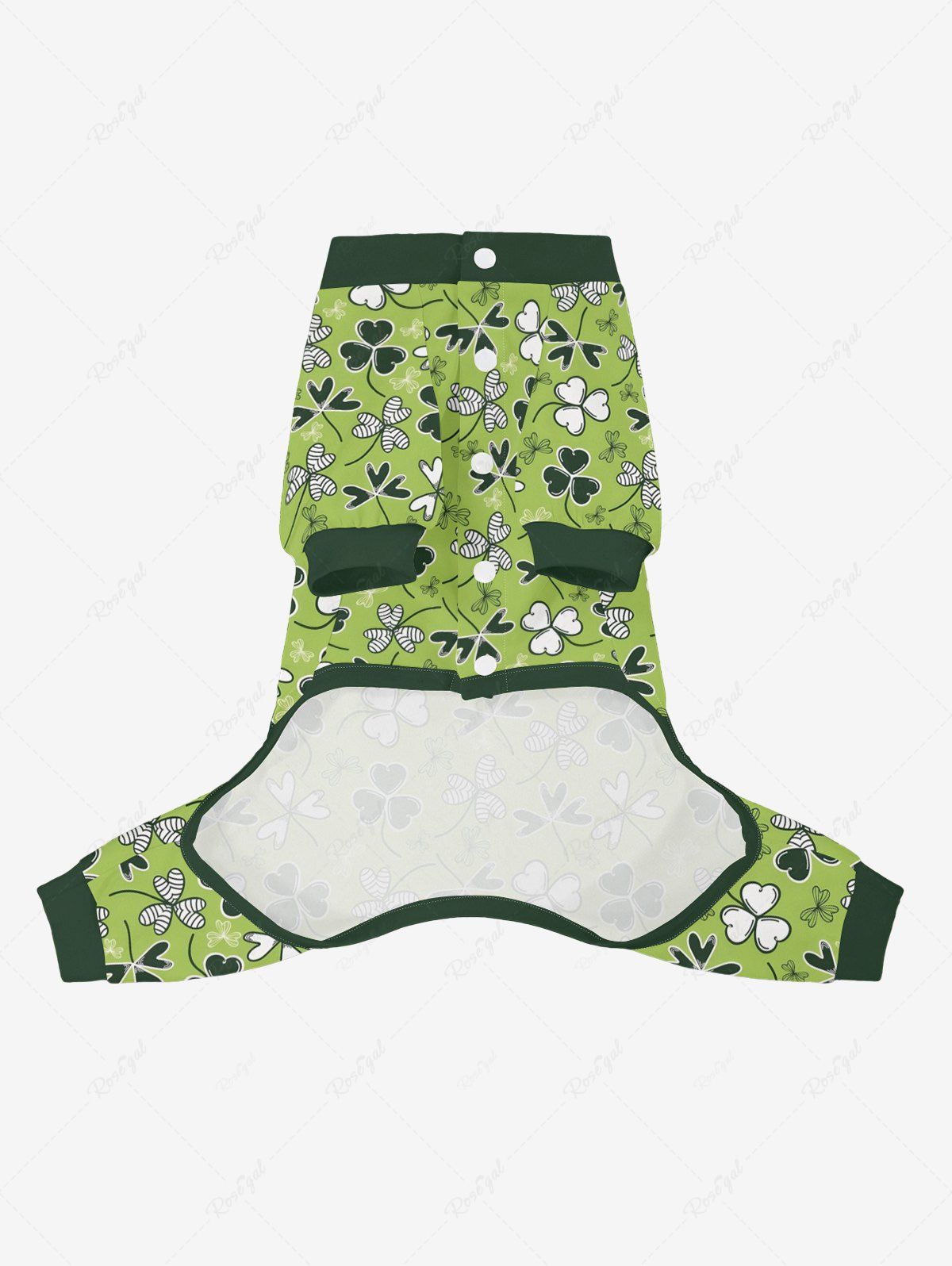 Pyjama boutonné imprimé feuilles pour animaux de compagnie pour la Saint-Patrick