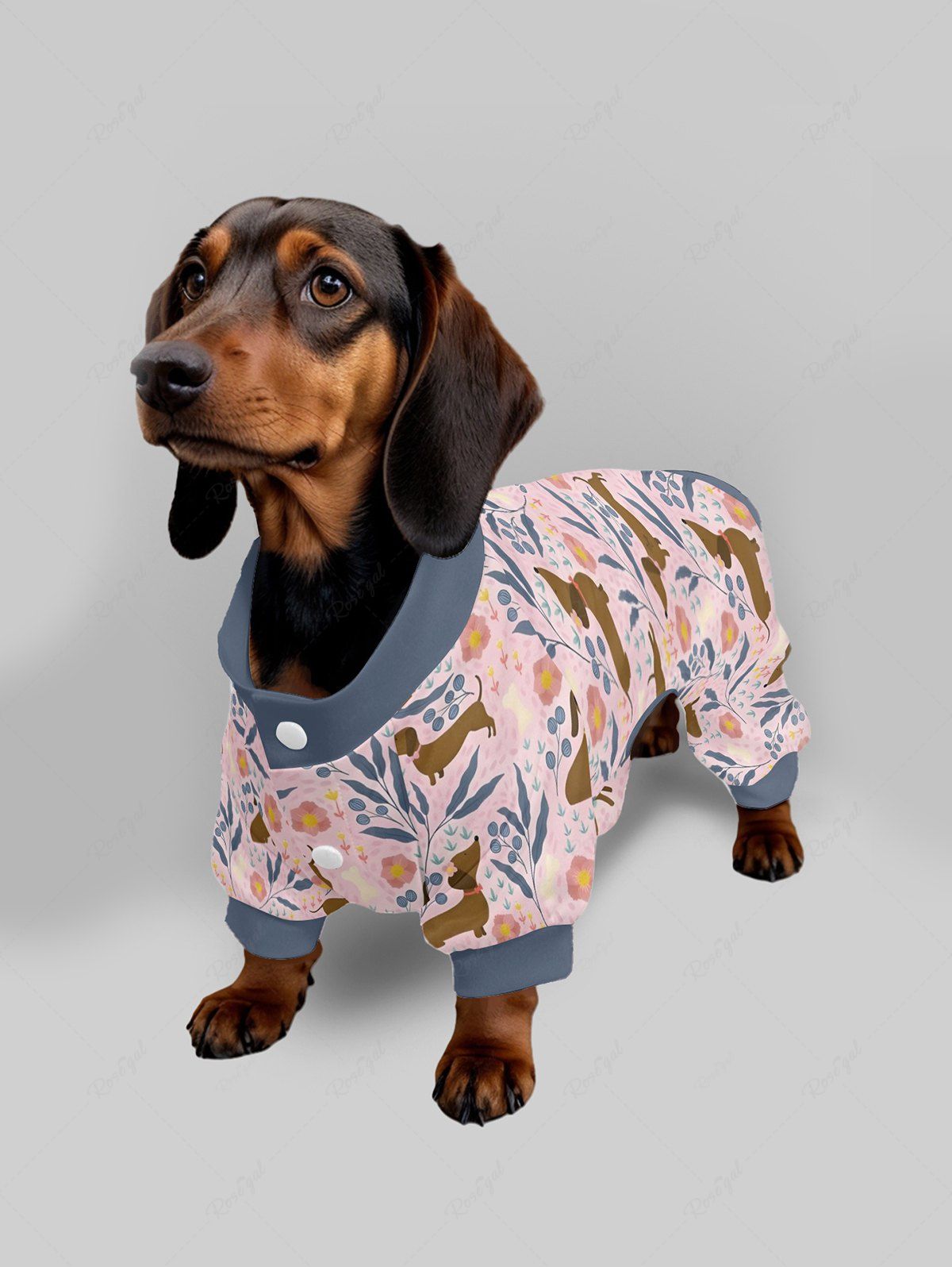 Puppy Floral Leaf Branch Print Pants Pajama Dog And Owner Matching Outfits