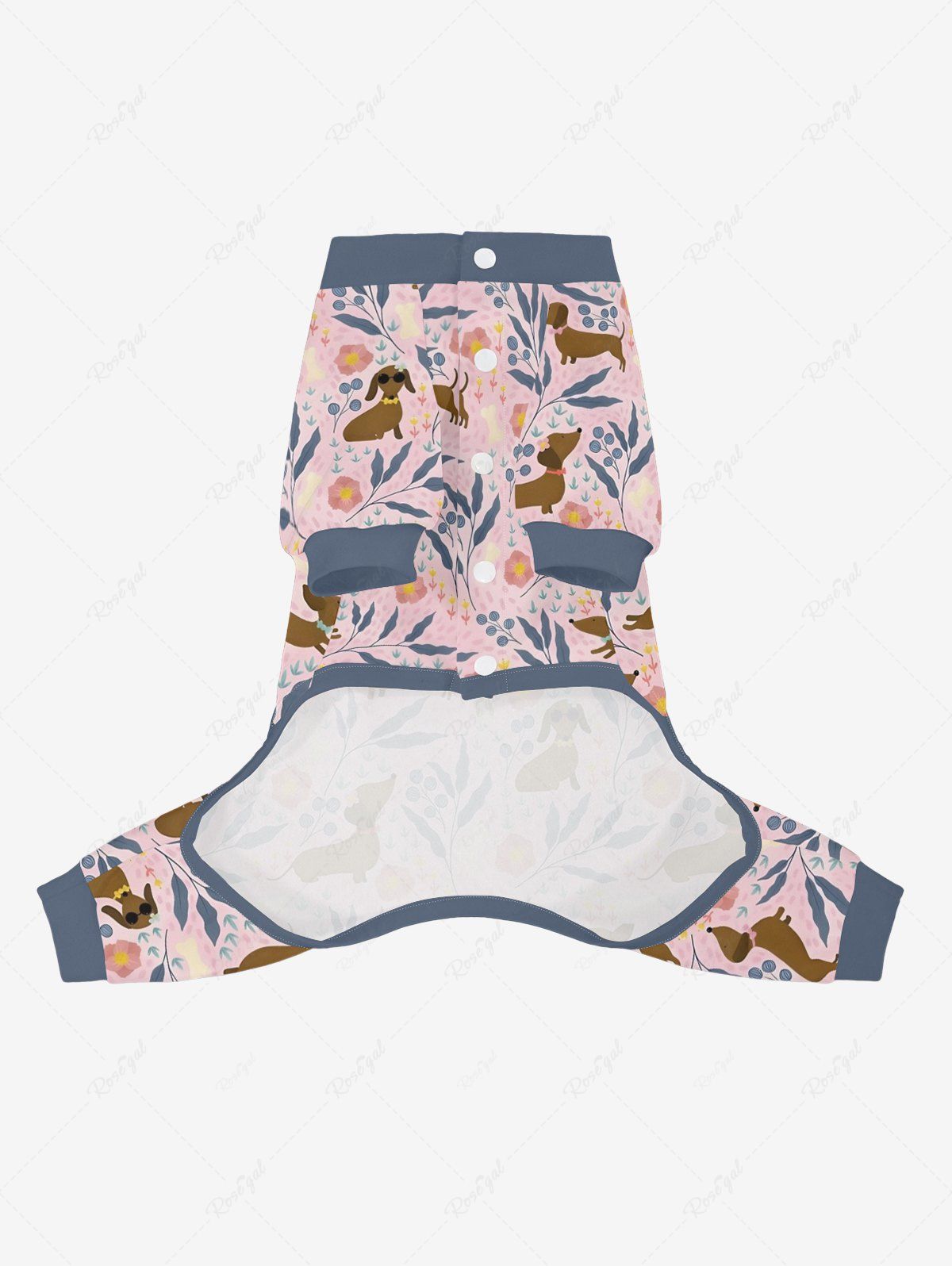 Puppy Floral Leaf Branch Print Pants Pajama Dog And Owner Matching Outfits
