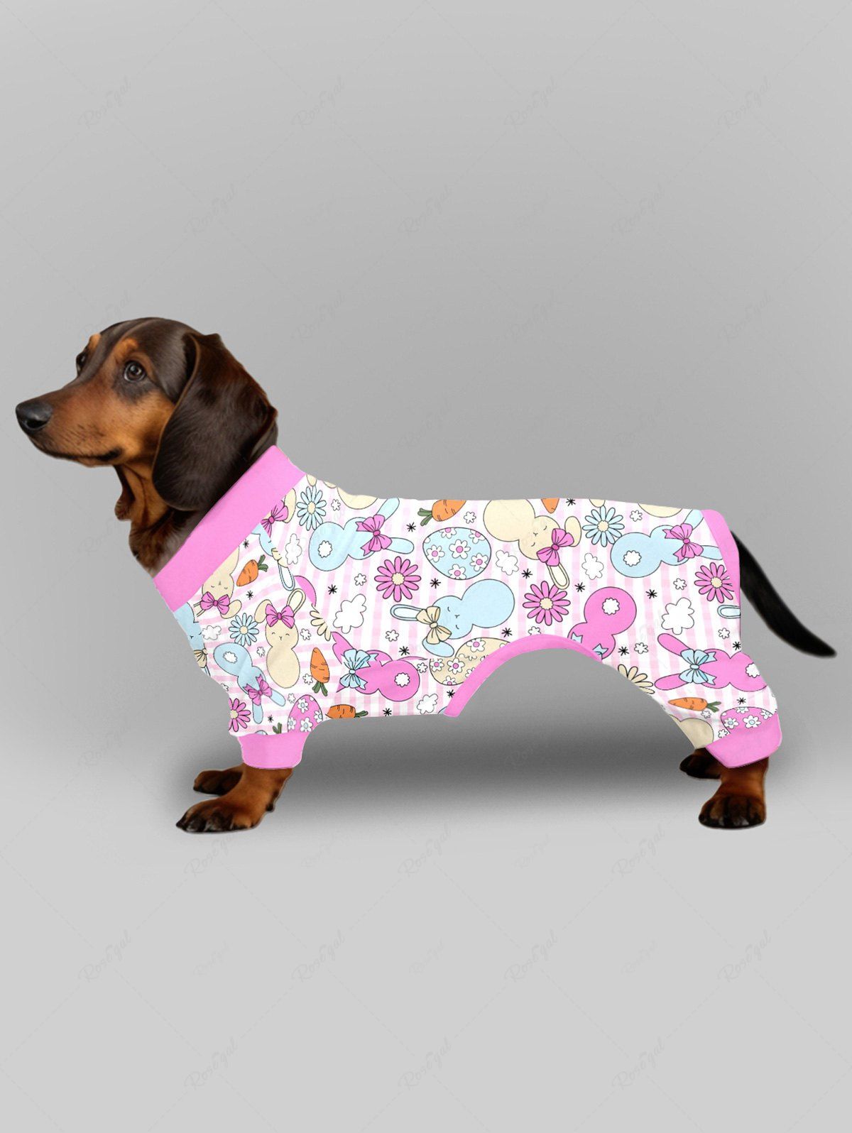 Easter Egg Rabbit Carrot Flower Printed Pajama and Pants Dog and Owner Matching Outfits