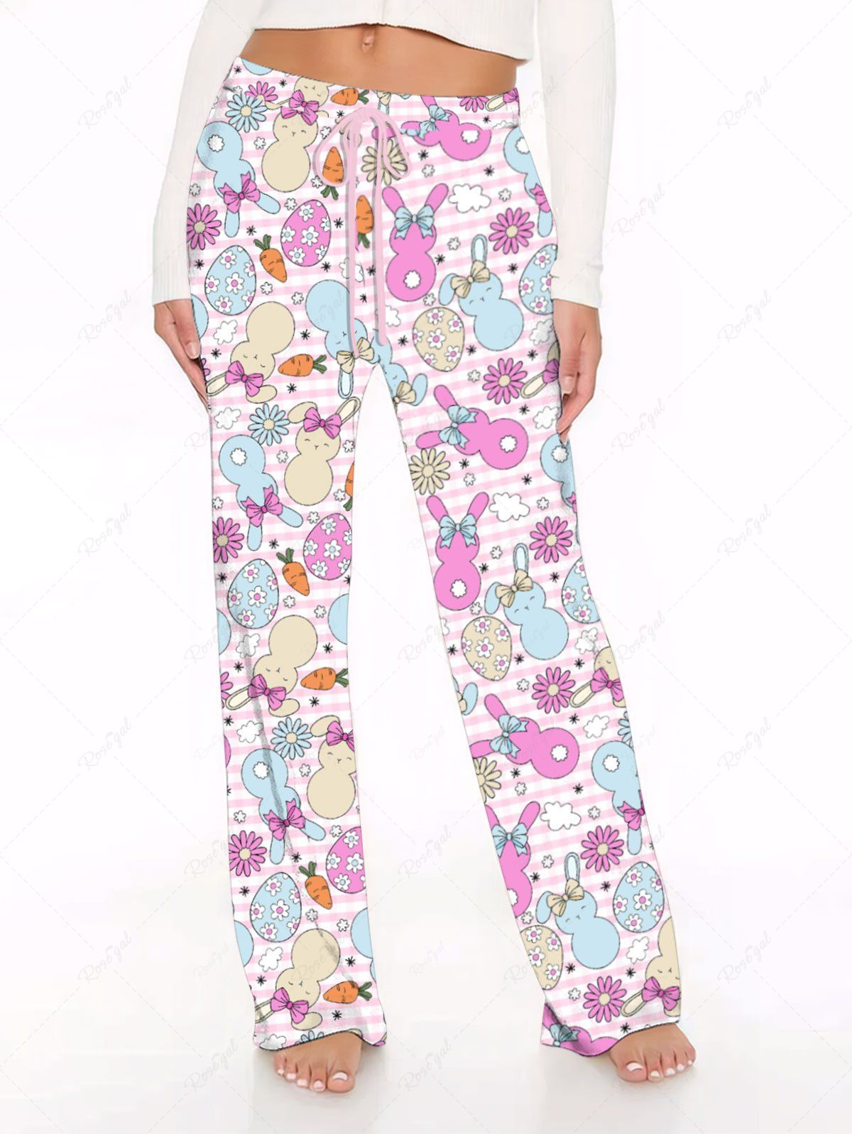 Easter Egg Rabbit Carrot Flower Printed Pajama and Pants Dog and Owner Matching Outfits
