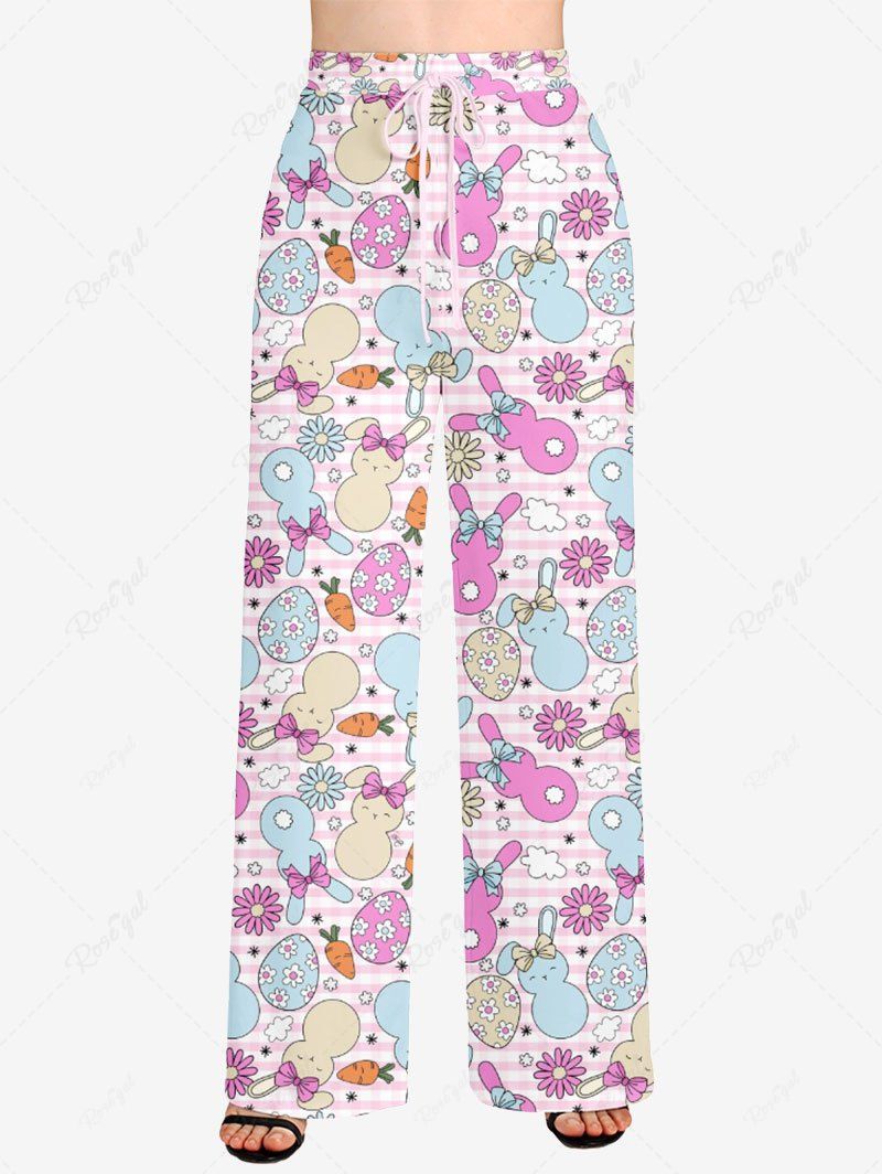 Easter Egg Rabbit Carrot Flower Printed Pajama and Pants Dog and Owner Matching Outfits