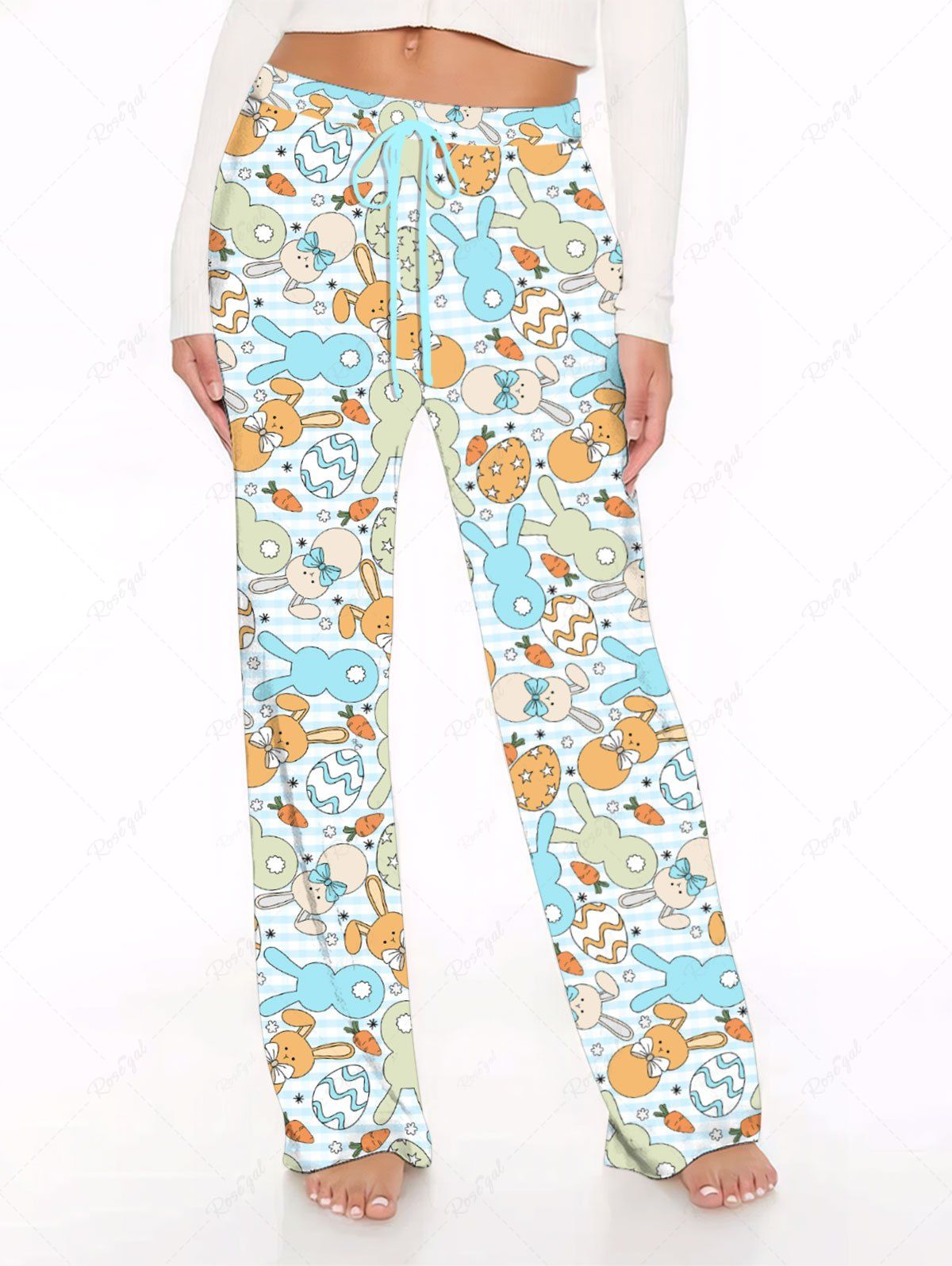 Pyjama et pantalon imprimés lapin et carotte de Pâques pour chien et propriétaire