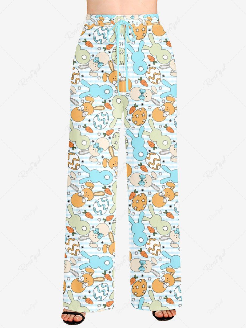 Pyjama et pantalon imprimés lapin et carotte de Pâques pour chien et propriétaire