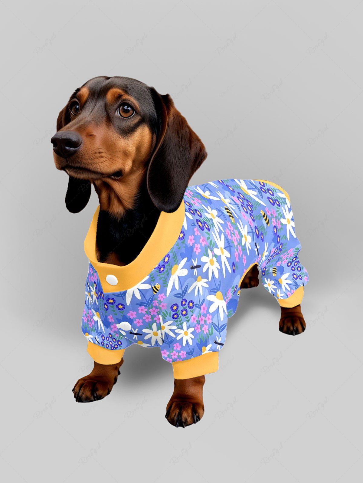 Colorful Flower Bee Print Pajama Pants Dog And Owner Matching Outfits