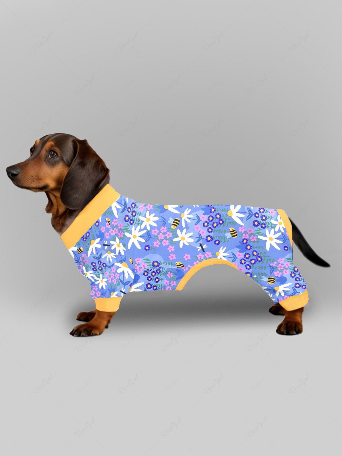 Colorful Flower Bee Print Pajama Pants Dog And Owner Matching Outfits