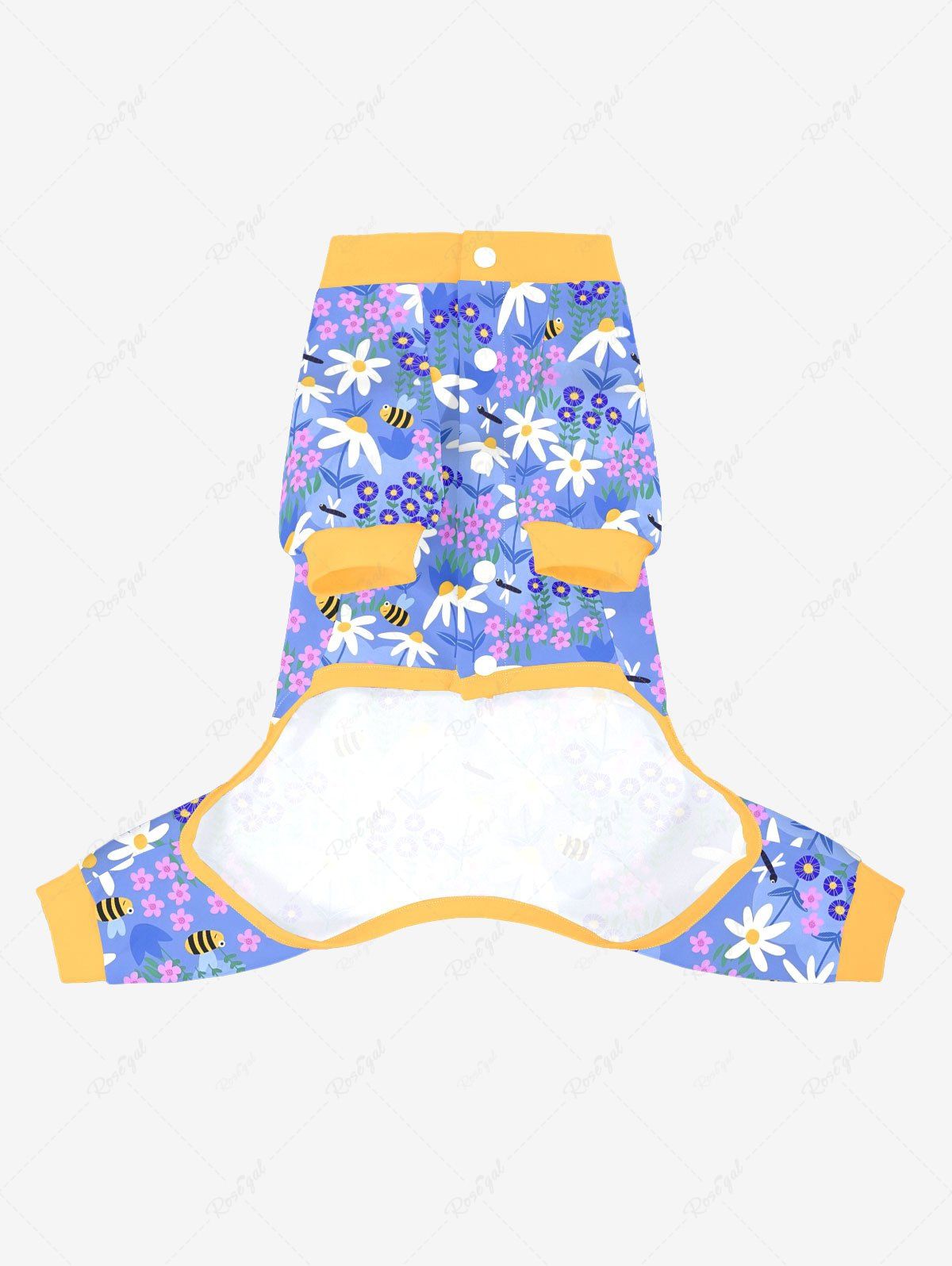 Colorful Flower Bee Print Pajama Pants Dog And Owner Matching Outfits