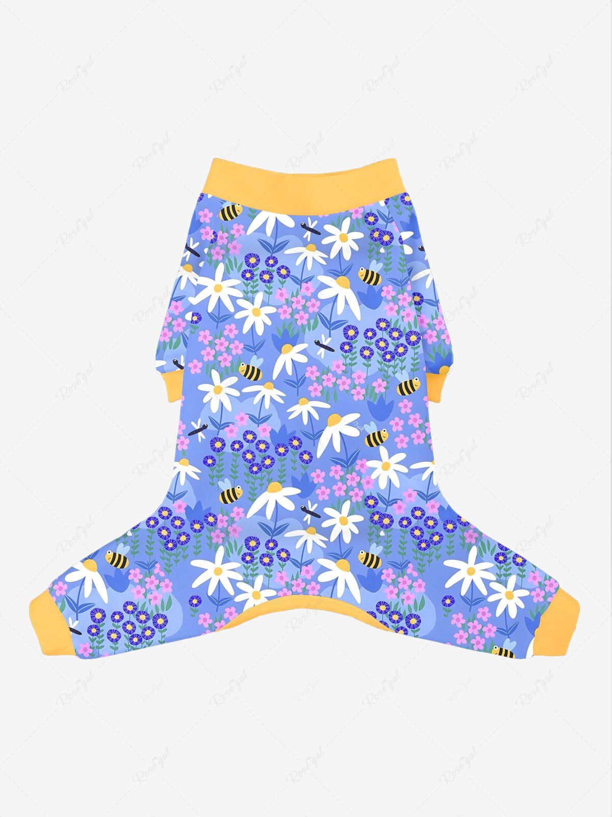 Colorful Flower Bee Print Pajama Pants Dog And Owner Matching Outfits