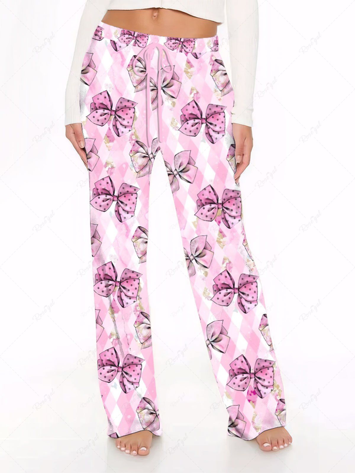 Bowknot Argyle Plaid Print Pajama Pants Dog And Owner Matching Outfits