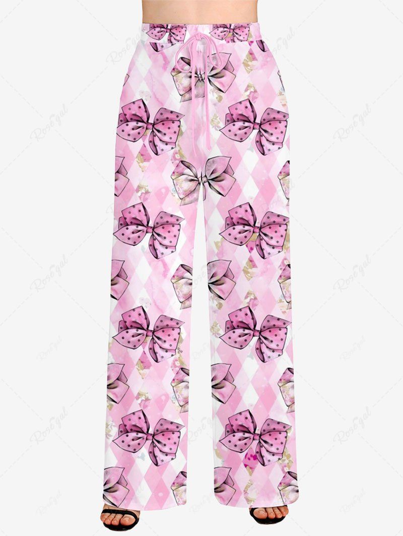 Bowknot Argyle Plaid Print Pajama Pants Dog And Owner Matching Outfits