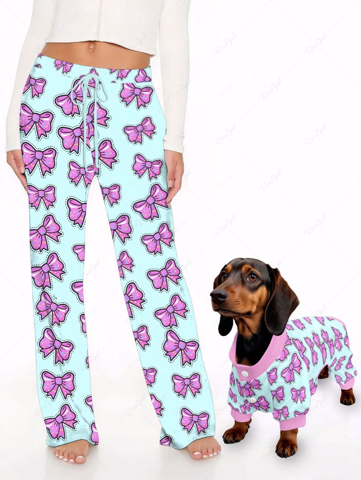 Pantalon de pyjama à imprimé nœud papillon Tenues assorties pour chien et propriétaire