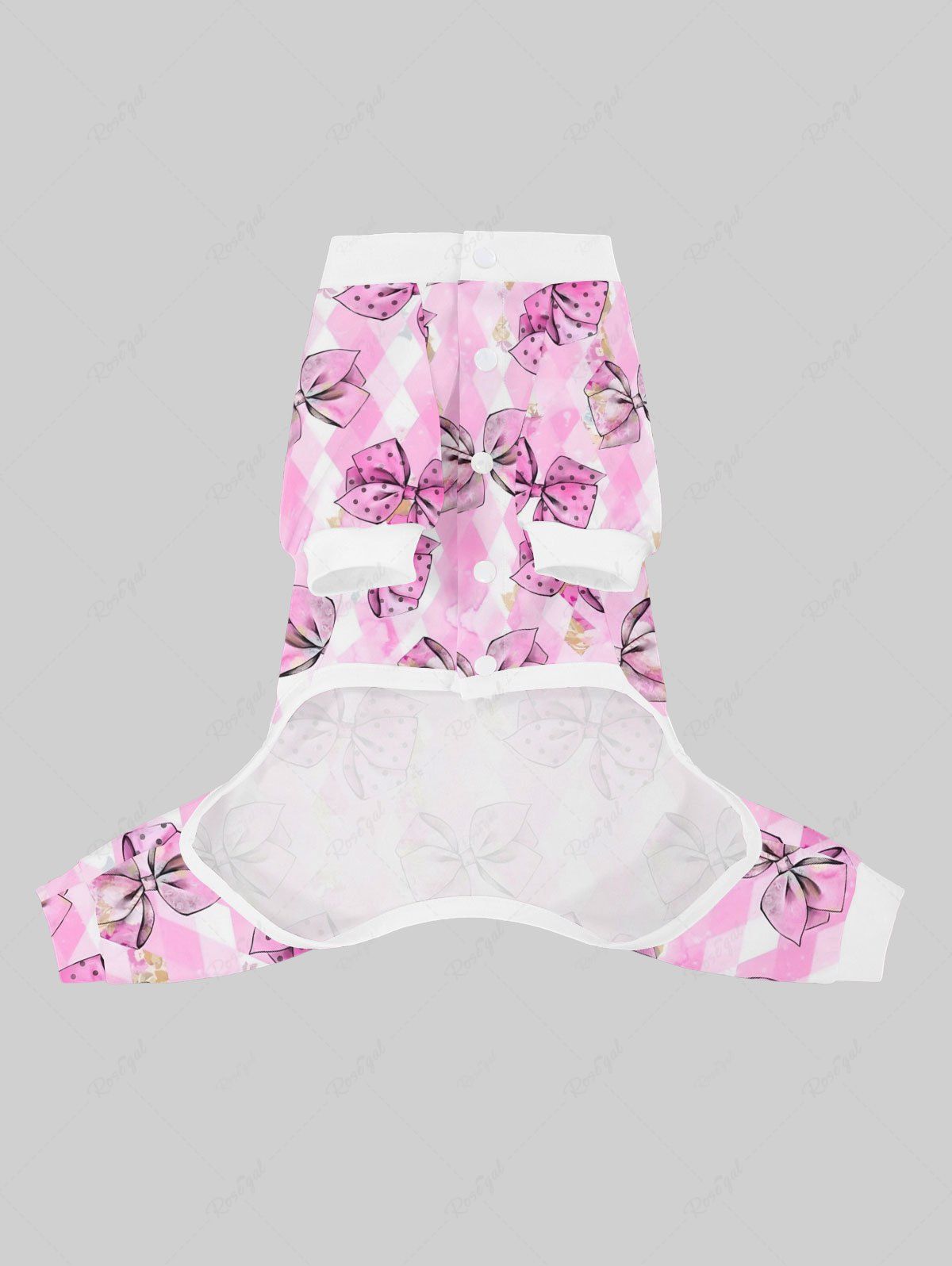 Pyjama imprimé à carreaux argyle avec nœud papillon pour animaux de compagnie
