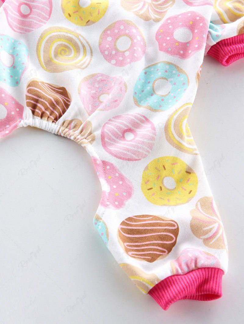 Pet's Colorful Donut Printed Contrast Piping Pajama
