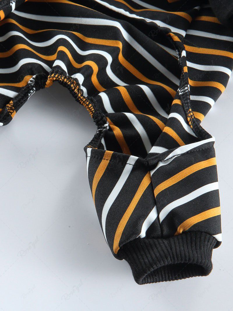 Pet's Yellow And White Stripes Printed Pajama