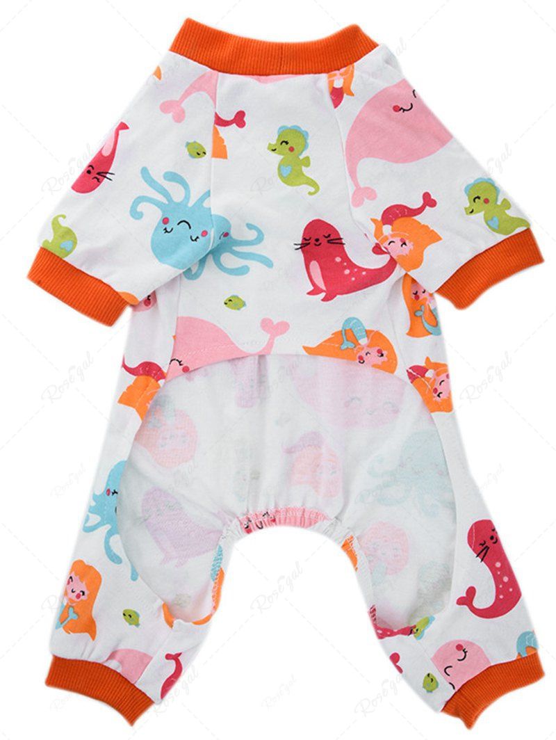 Pet's Cartoon Octopus Dolphin Mermaid Printed Bowknot Pajama
